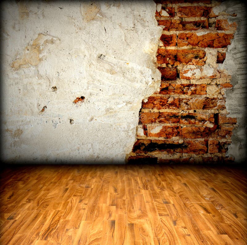 Brick wall and wood floor