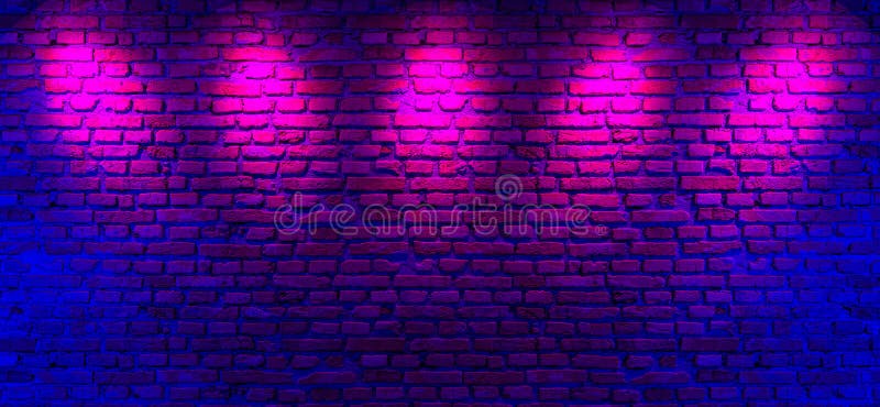 Brick Walls and Neon Light Background. Brick Walls, Neon Rays and ...