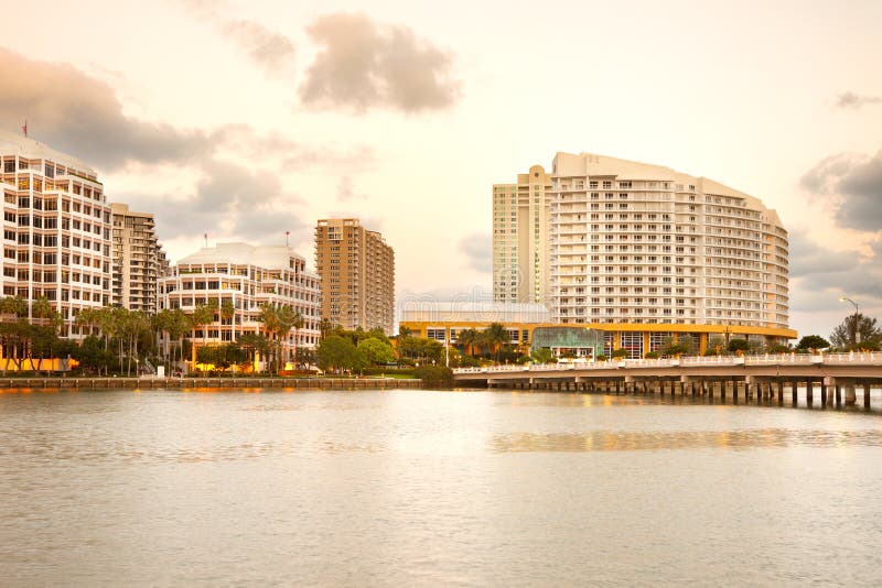 Brickell Key and Brickell Key Drive, Miami royalty free stock image Brickell Key and Brickell Key Drive, Miami royalty free stock image