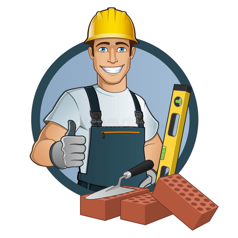 Bricklayer stock vector. Illustration of equipment, white 54708865