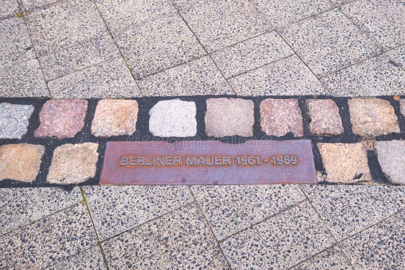 Bricks Showing the Previous Location of the Berlin Wall, Germany Stock