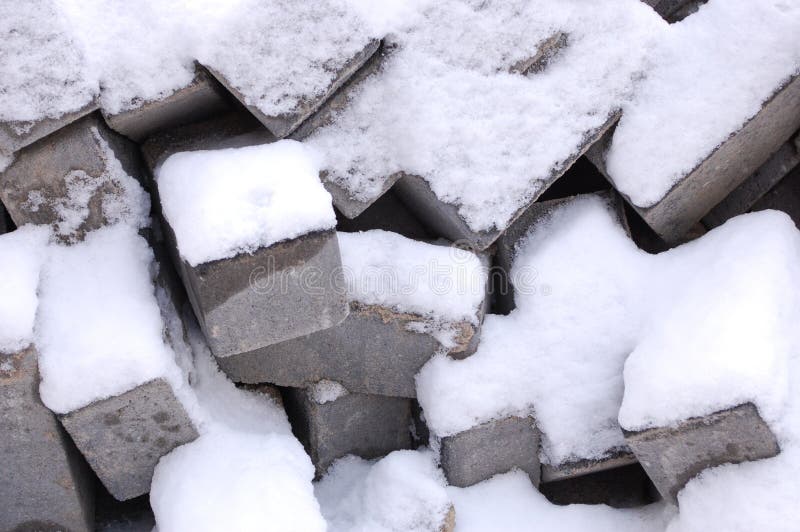 bricks and Stones with snow