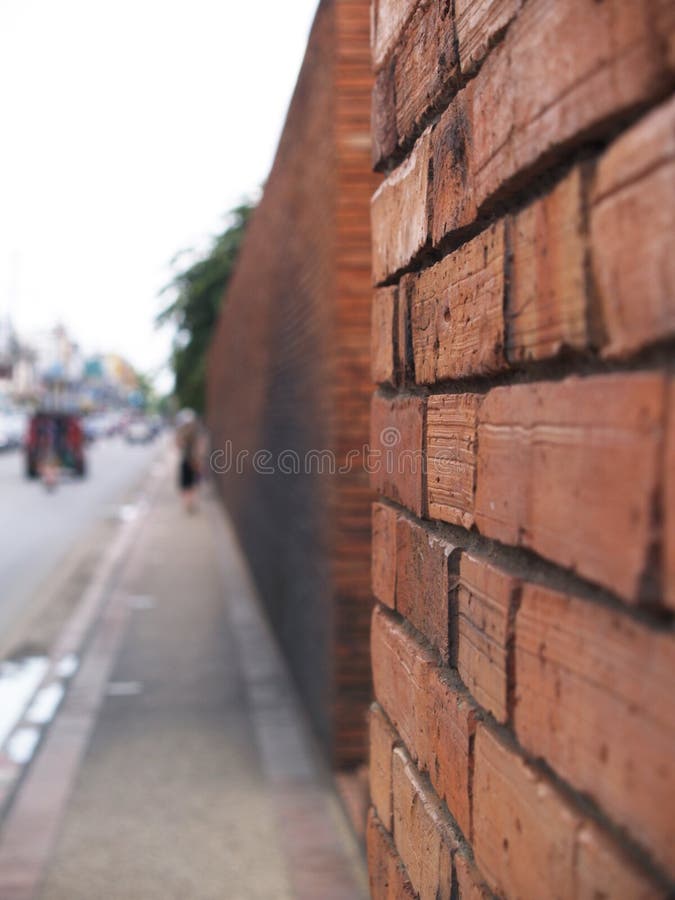 Bricks Wall and Street Blur Background Stock Image Image of tourism