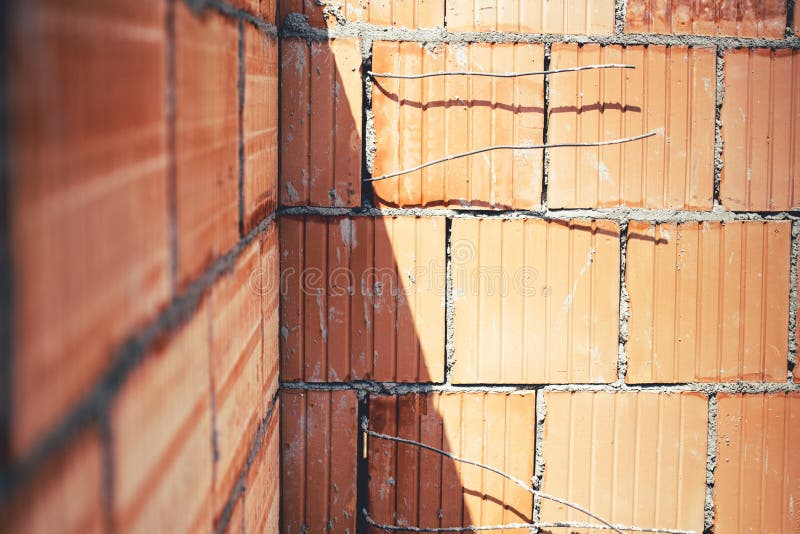 Brickwork. Construction Site with Exterior Walls, Building Details