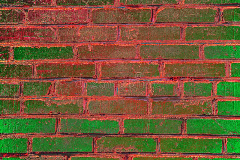 Brickwork Painted with Red Paint, Red Brick Background. Changed Color