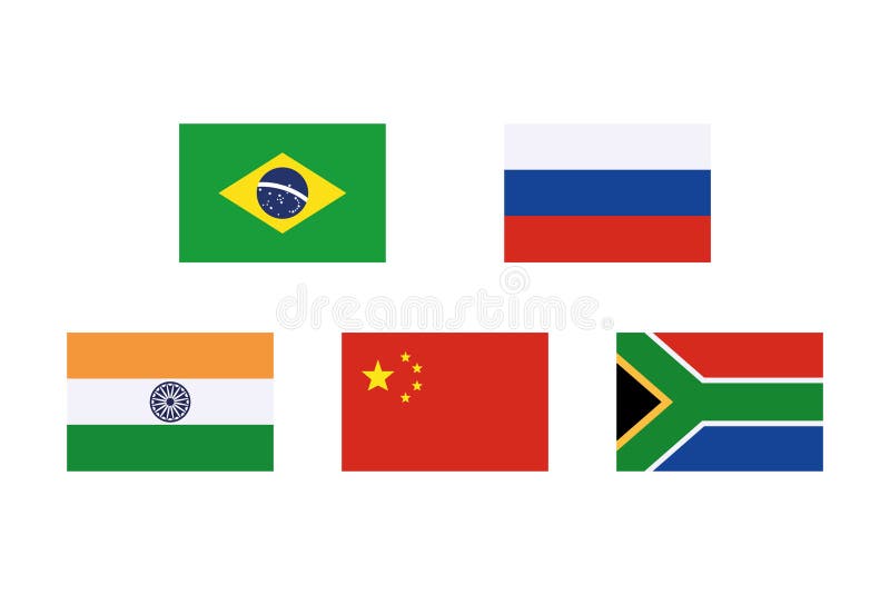Brics association members flags stock illustration
