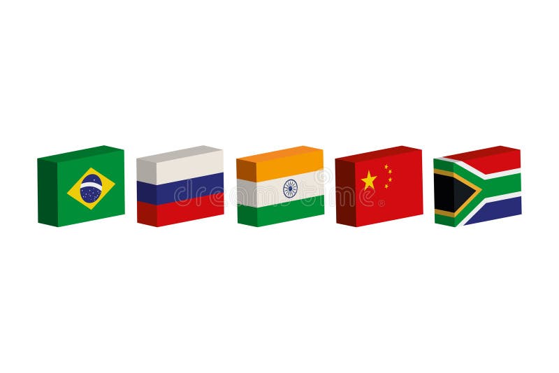 Brics association members flags vector illustration