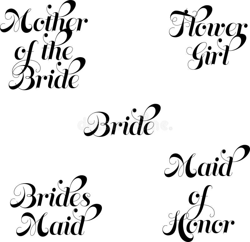 bridal party typography bridal party typography black script lettering mother bride bride flower girl brides maid maid 145352941