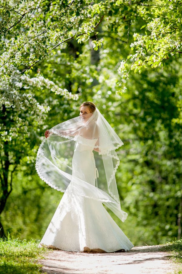 Bride of apple blossom royalty free stock photography