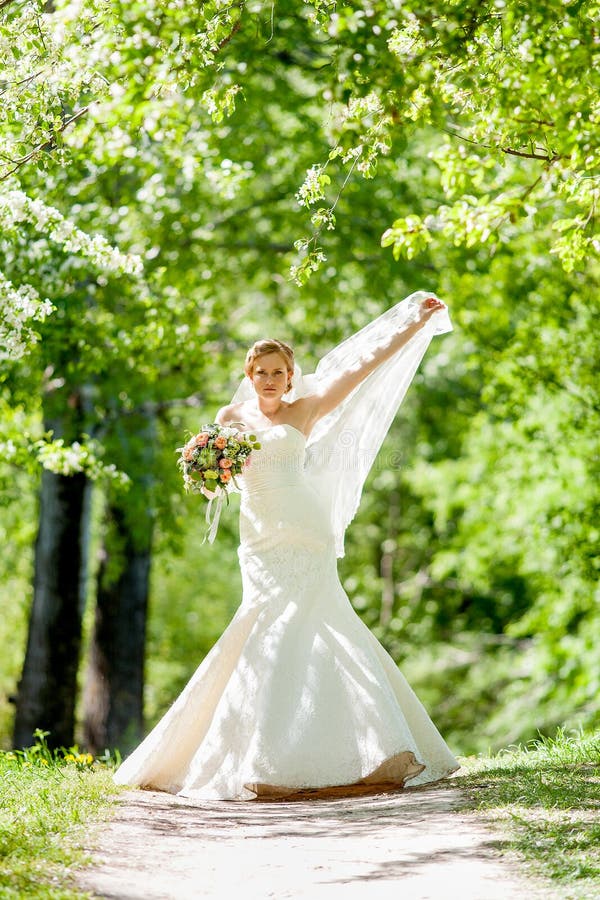 Bride of apple blossom stock photos