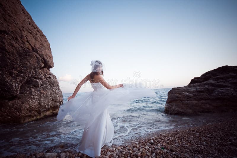 Bride on beach