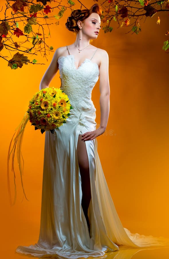 Bride with a bouquet of flowers