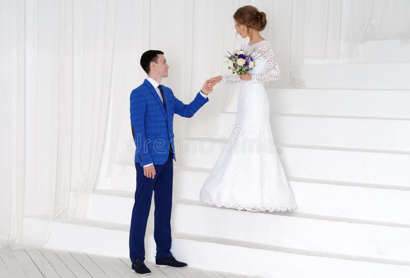 Bride and bridegroom on their wedding day.