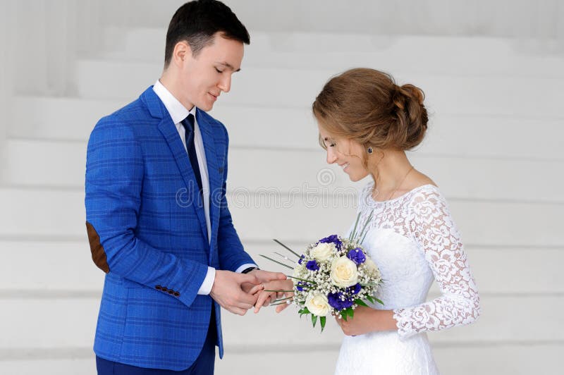 Bride and bridegroom on their wedding day.