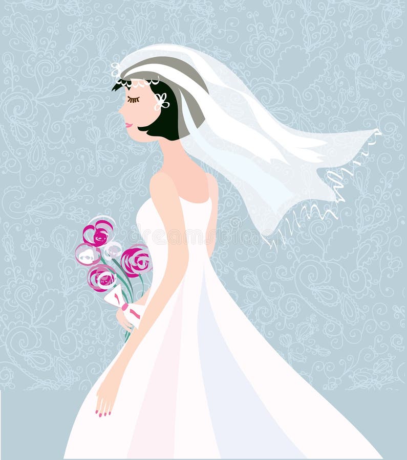 Bride card background with pattern cute retro vector illustration