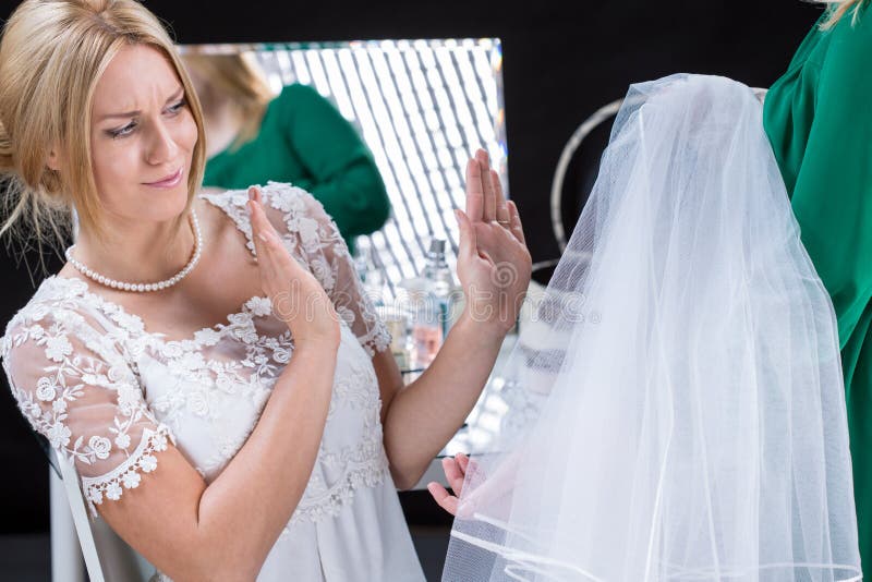 Bride with Doubts before Wedding Stock Photo Image of maid, cosmetics