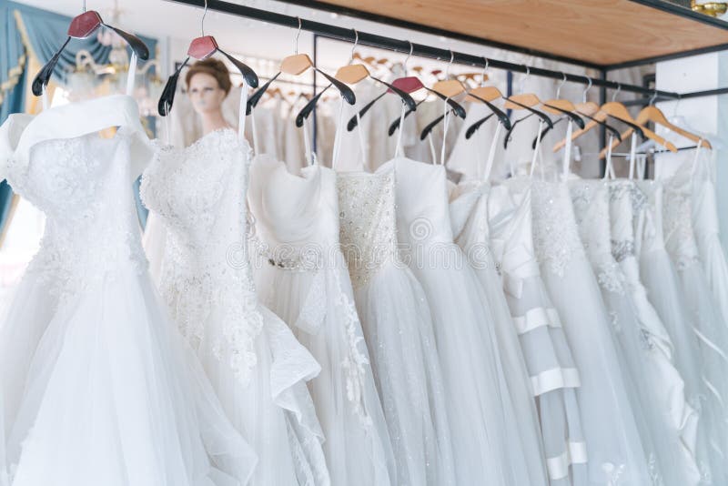 Bride dress, White Wedding Dresses in dress store. Bride dress, White Wedding Dresses in dress store.