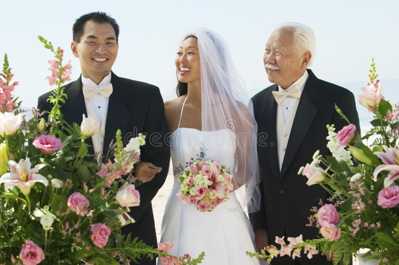 Bride And Father Looking At Groom