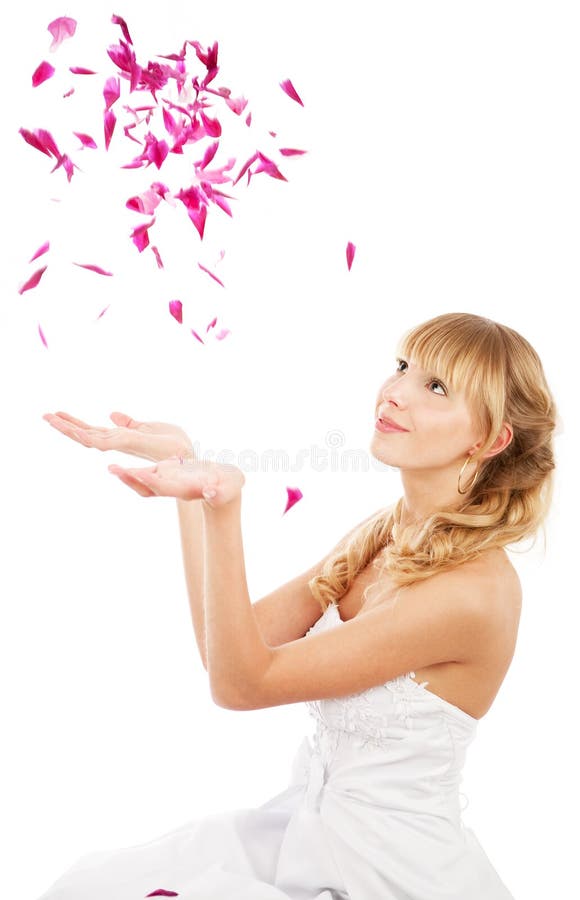 Bride with flower petals