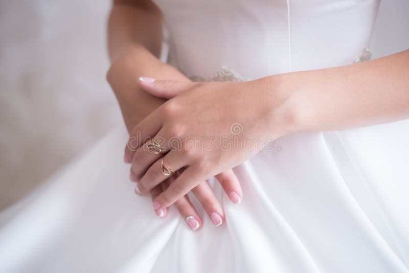 Bride Folded Her Hands on the Dress Stock Photo - Image of hands ...