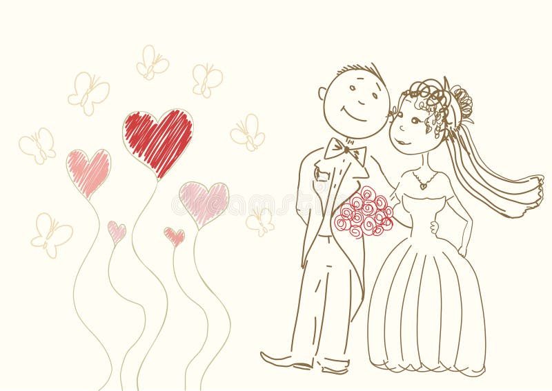 Bride and groom royalty free illustration