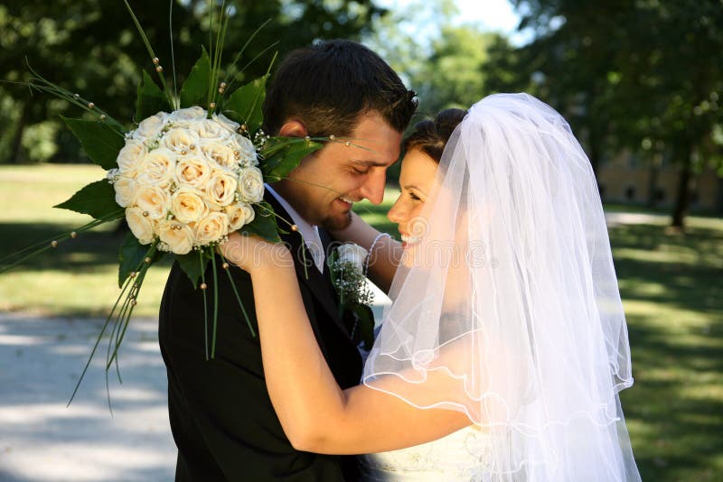 Bride and groom stock images