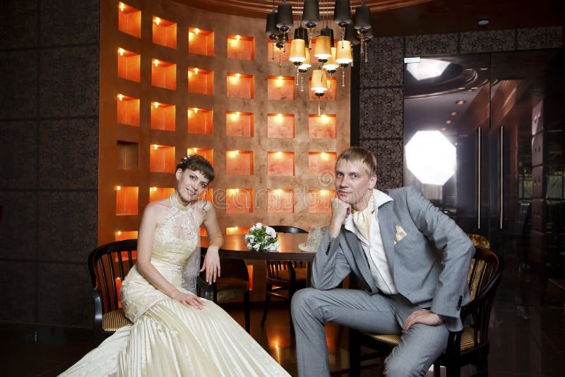 Bride and Groom in Interior Stock Image Image of husband, makeup