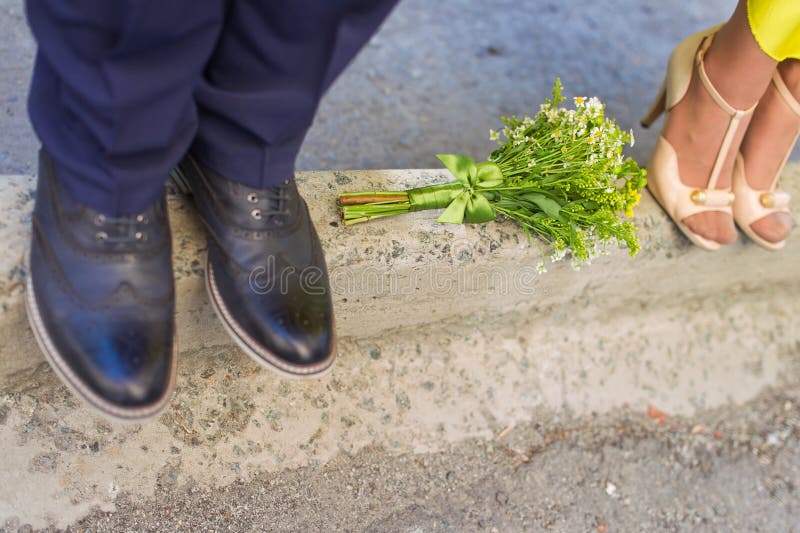 Bride and groom legs stock image Bride and groom legs stock image