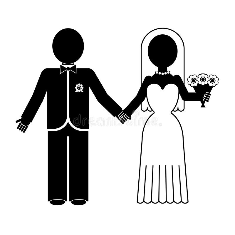 african american bride and groom clipart stick