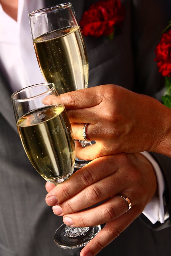 Bride and groom toasting