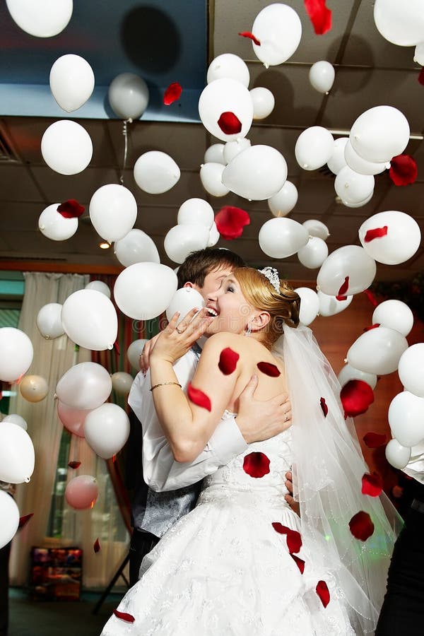 Bride and groom in wedding celebration