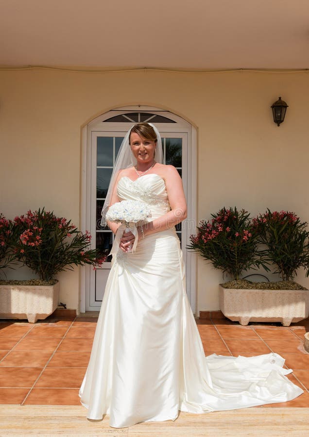 Bride on her wedding day stock image. Image of head, happy 32105775