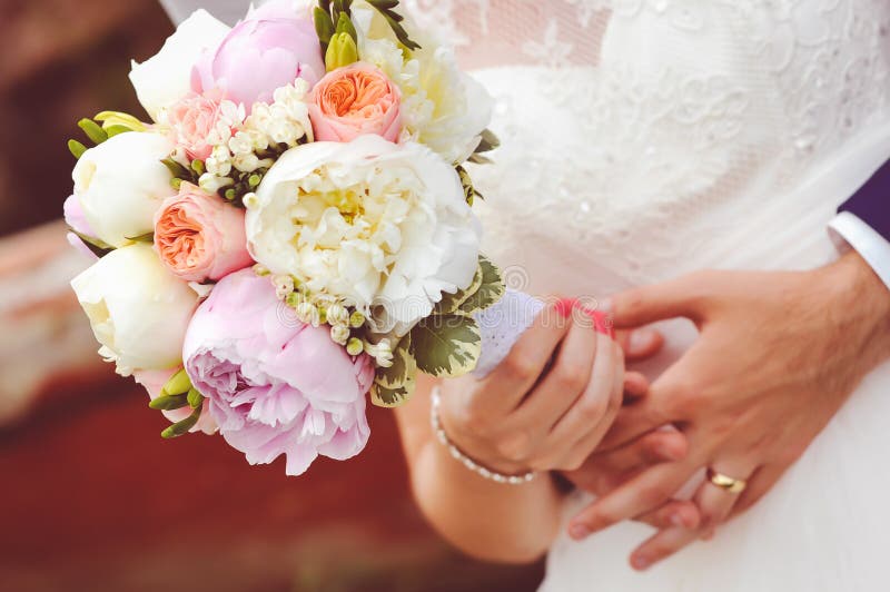 Bride Holding Wedding Flowers Stock Image Image of decoration