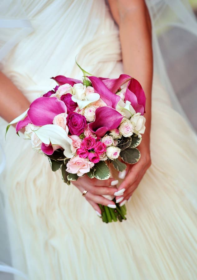 Bride Holding Wedding Flowers Stock Image Image of decoration