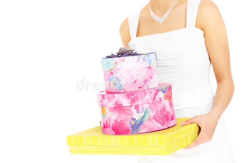 Bride and presents stock image