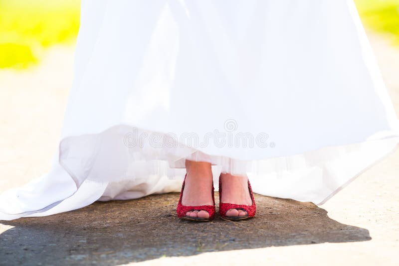 Brides red sole high heels stock image. Image of woman - 30398699