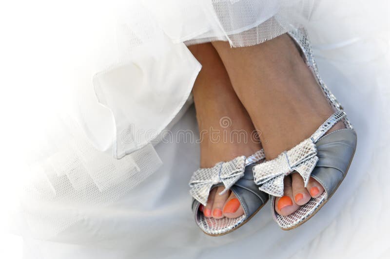 Bride s feet stock photo. Image of adult, footwear, floral - 6205274