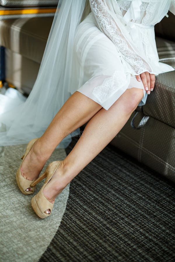 Bride Shoes Wedding Shoes on Stock Photo Image of happiness bride