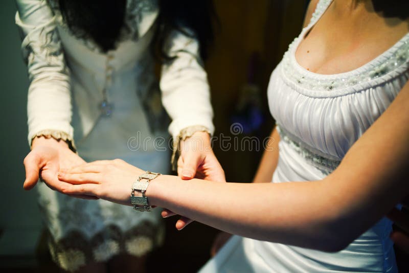 Bride showing jewels