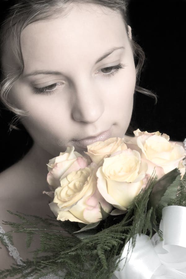 Bride Smelling Flowers stock image. Image of pretty, women 2886969
