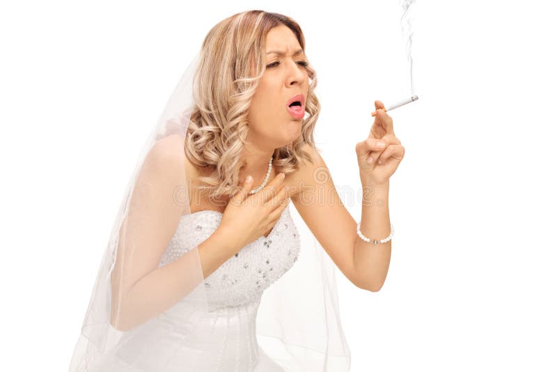 Bride Smoking a Cigarette and Coughing Stock Image Image of tobacco, cough 70066357