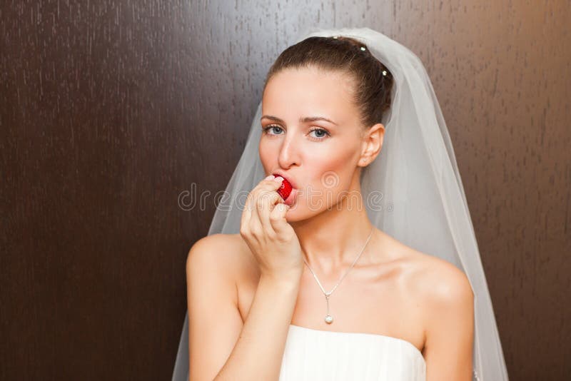 Bride with strawberry