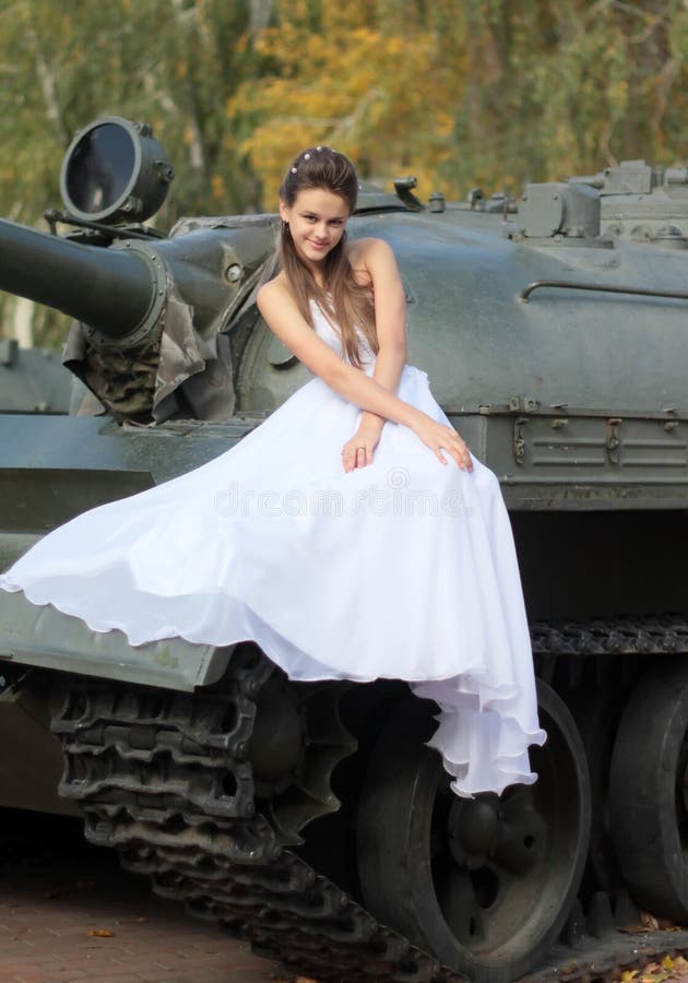 Bride On A Tank Stock Image Image Of Humor Beauty Green 87376465 