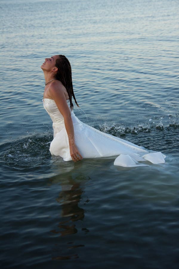 Bride in water