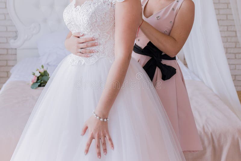 The Bride Wears a Wedding Dress Stock Image Image of detail, wedding