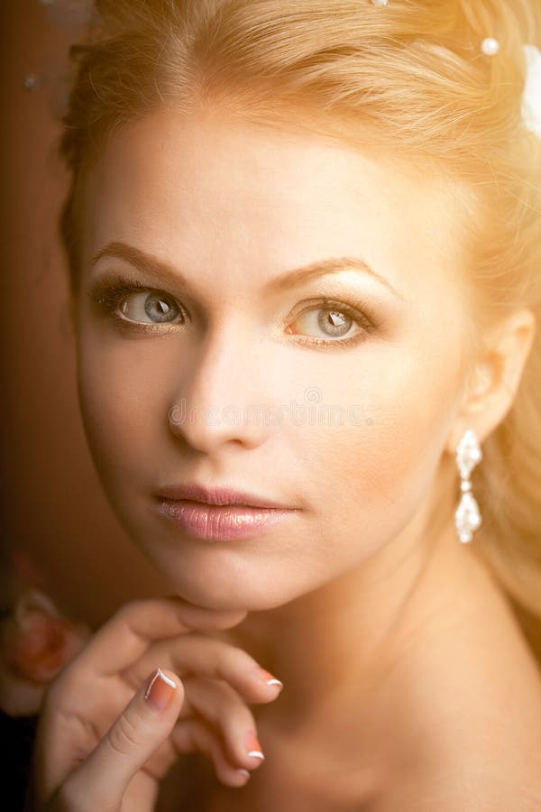 Luxury Bride with Wedding Hairstyle Stock Image - Image of dress, cute