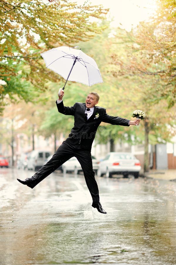 Bridegroom jumping