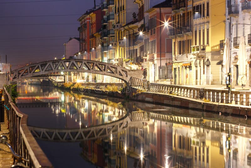 Via Bernardo Da Canal Milano Naviglio Grande Canal In Milan, Lombardia, Italy Stock Photo - Image of