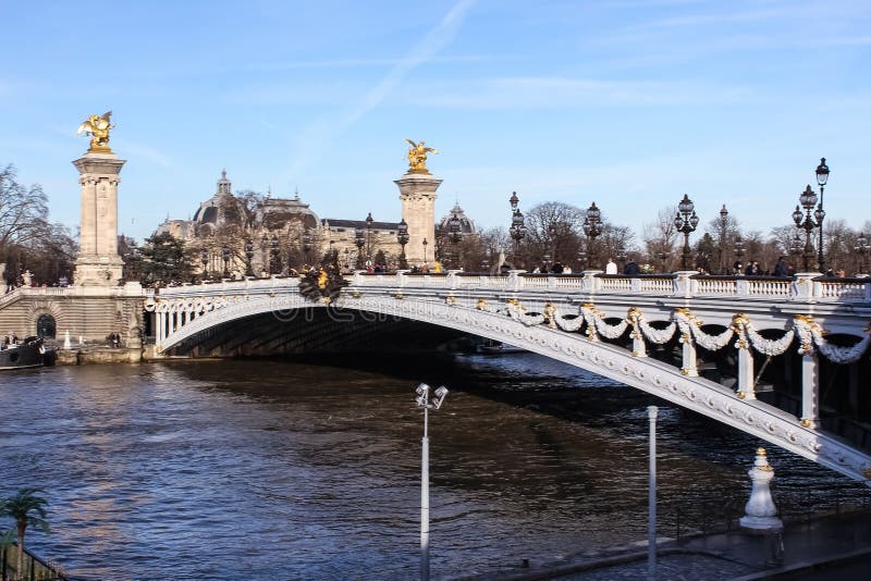Bridge of Alexandre III Bridge 1896 Spanning the River Seine. Decorated ...