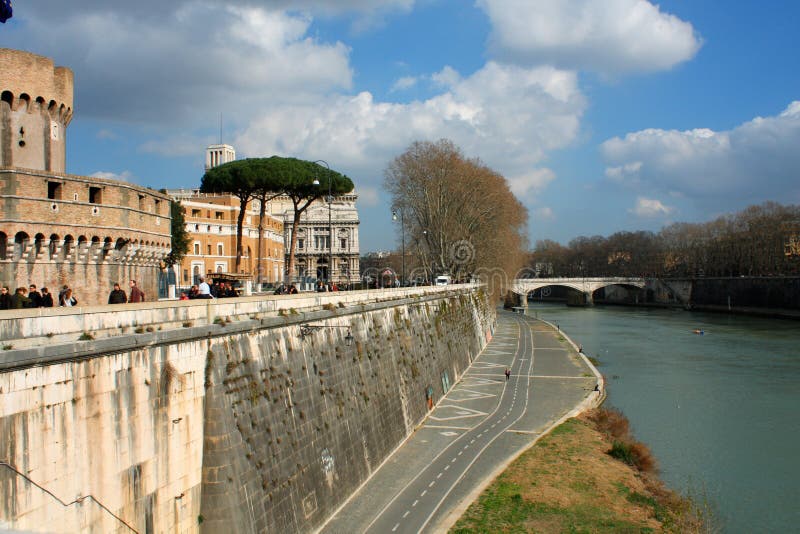 Bridge of Angles, Tiber and St Peter Basilica in Vatican, Rome, Editorial Photography Image of